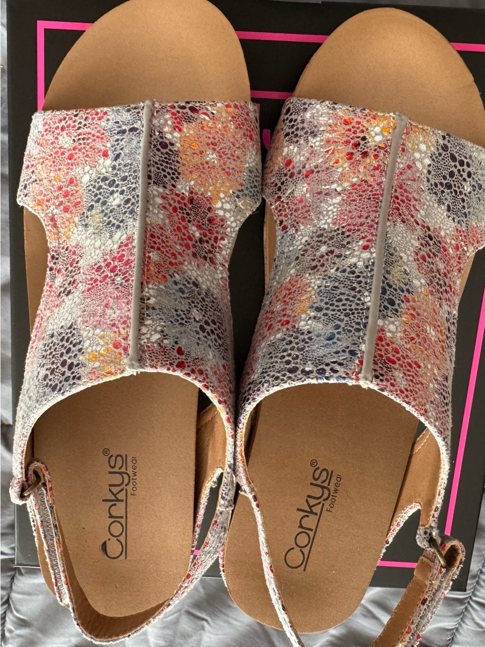 Corkys Women's Multicolor Floral Metallic Wedge Sandals